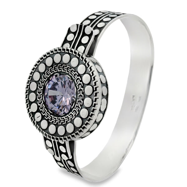 Brazalete Pavonado de Plata con Circonia Blanco