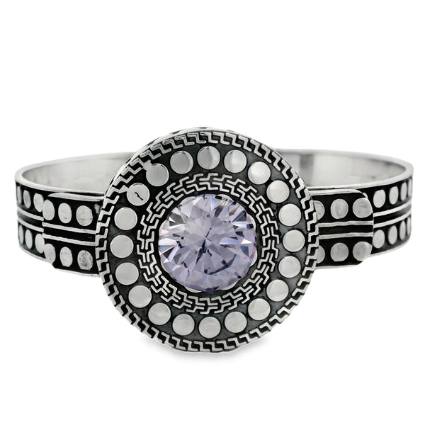 Brazalete Pavonado de Plata con Circonia Blanco