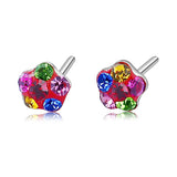 Aretes De Flor De Plata Con Cristal