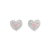 Arete de Plata con Circonia de Corazon Blanco