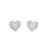 Arete de Plata con Circonia de Corazon Blanco