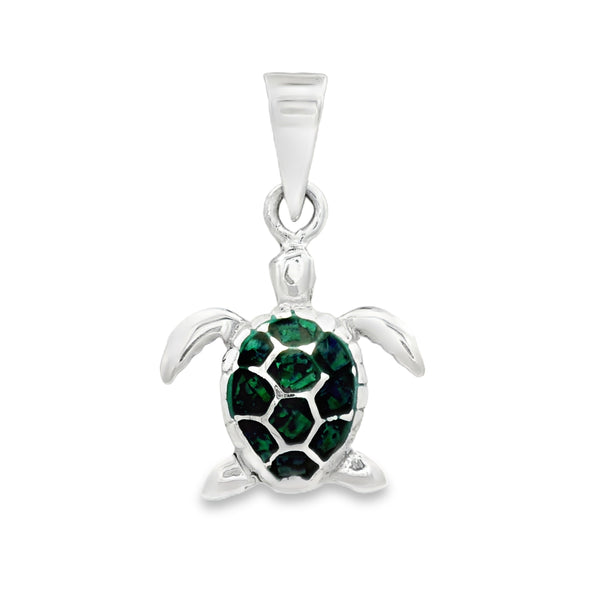 Dije de Tortuga Plata con Opalo Blanco
