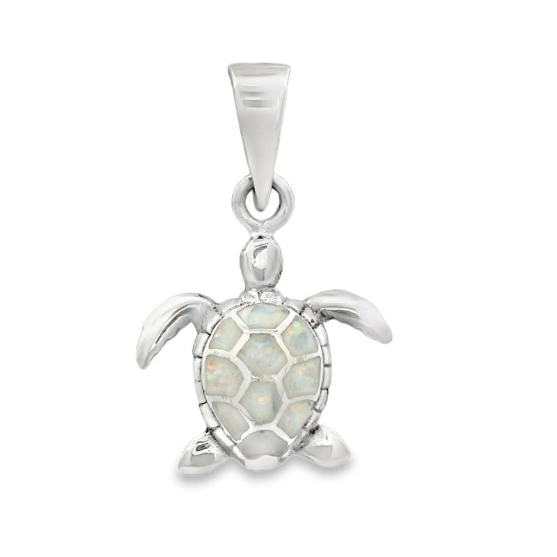 Dije de Tortuga Plata con Opalo Blanco
