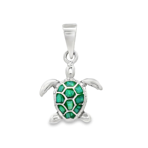 Dije de Tortuga Plata con Opalo Blanco