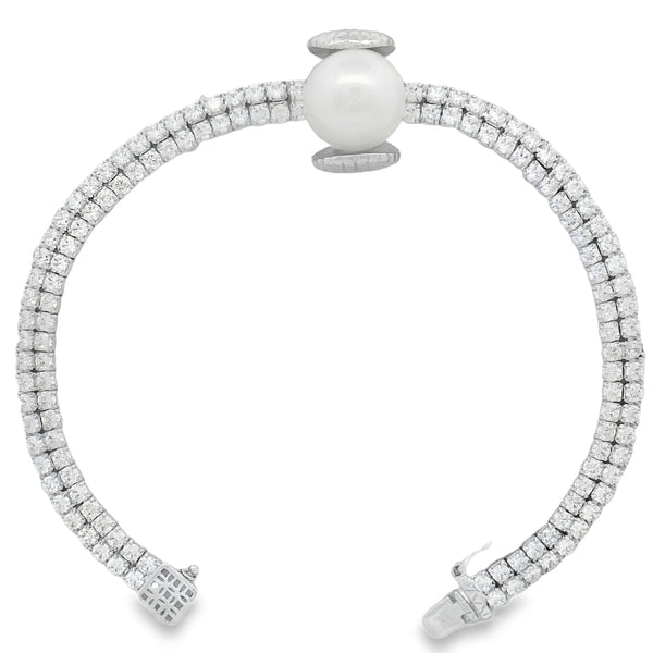 Pulsera de Plata Con Perla y Circonias
