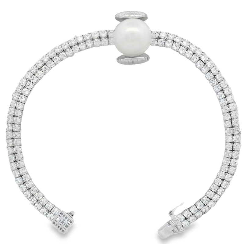 Pulsera de Plata Con Perla y Circonias