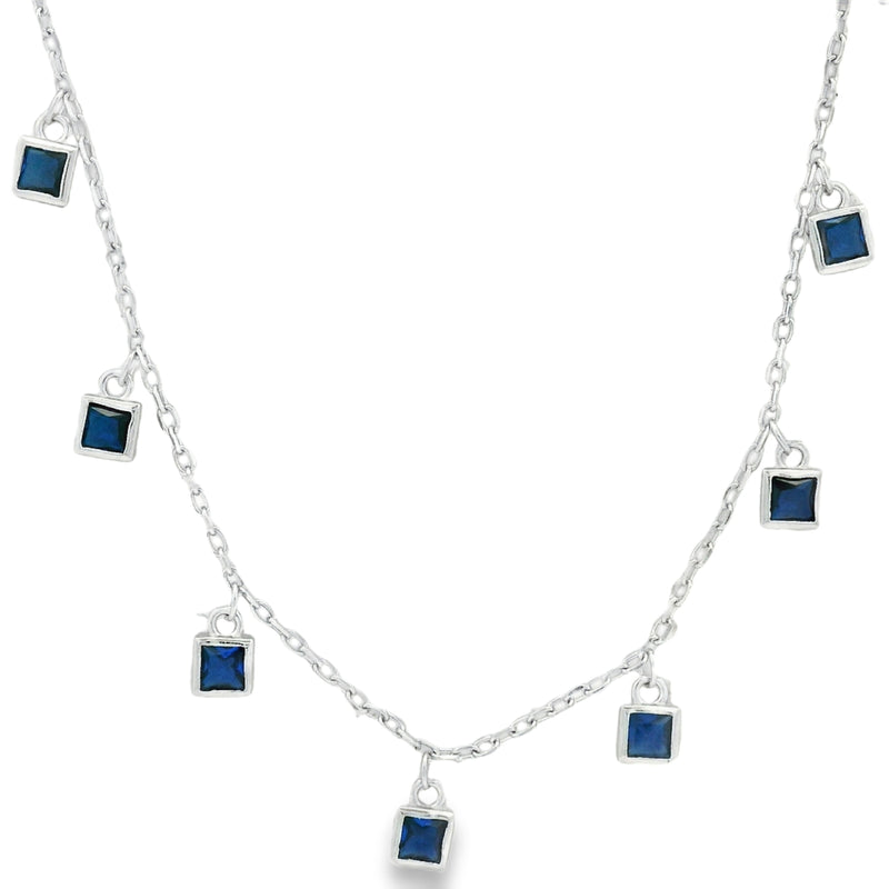 Collar de Plata con Colgantes de Circonia Azul
