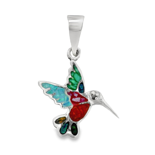 Dije de Opalo con Plata de Colibri Azul