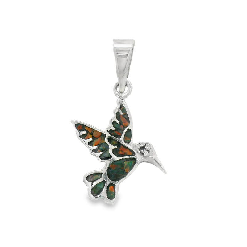 Dije de Opalo con Plata de Colibri Azul