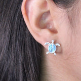 Arete Opalo Azul con Plata de Tortuga