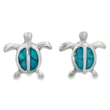 Arete Opalo Azul con Plata de Tortuga