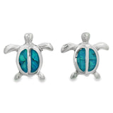 Arete Opalo Azul con Plata de Tortuga