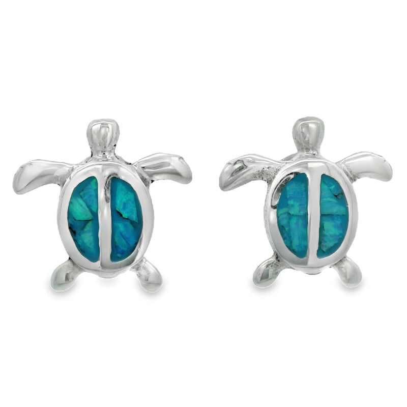 Arete Opalo Azul con Plata de Tortuga