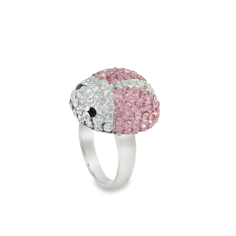 Anillo Plata de Catarina con Cristal Blanco y Rosa / 9