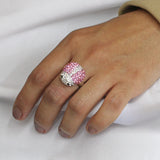 Anillo Plata de Catarina con Cristal Blanco y Rosa / 9