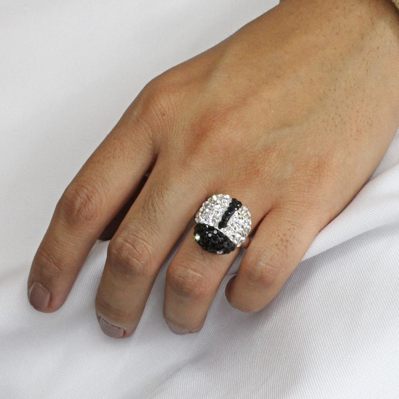 Anillo Plata de Catarina con Cristal Blanco y Rosa / 9