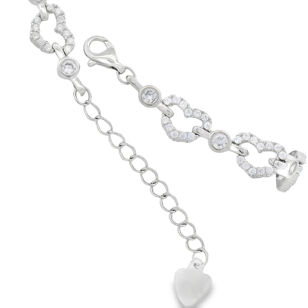 Pulsera Hilera de Corazon con Circonias