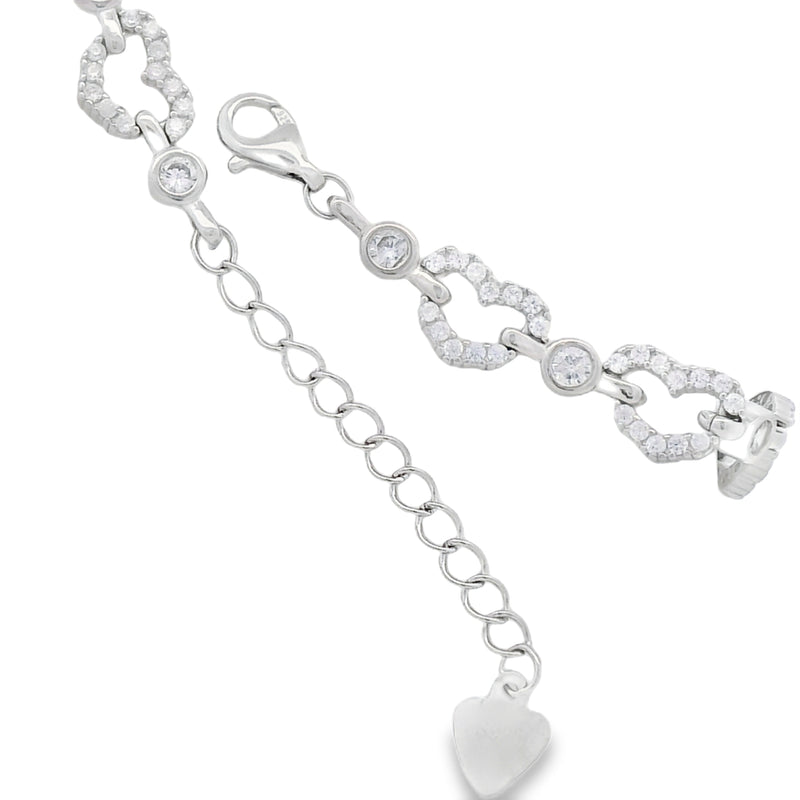 Pulsera Hilera de Corazon con Circonias