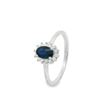 Anillo Ovalo de Piedra Natural con Circonias Rubi / 6