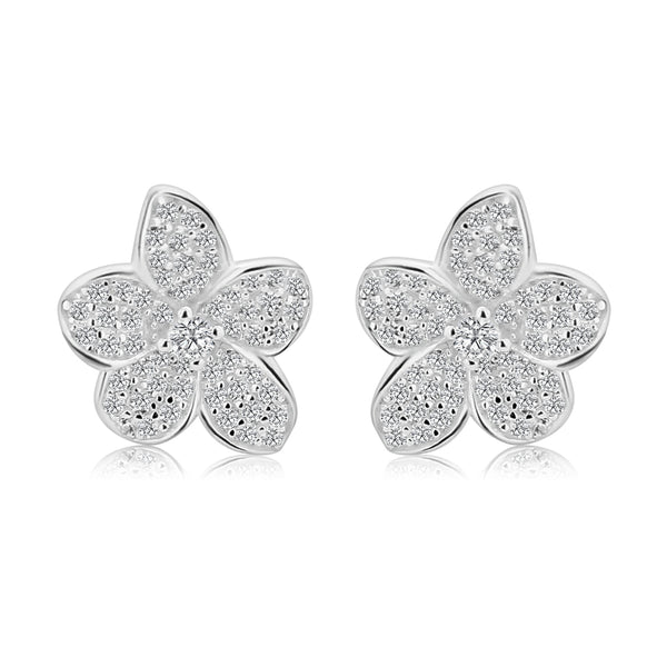 Aretes De Flor Plata Con Circonia