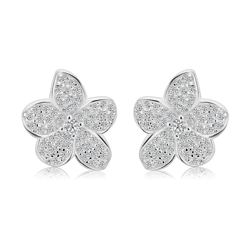 Aretes De Flor Plata Con Circonia