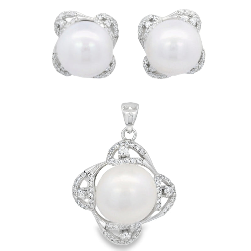 Juego de Arete y Dije de Perla