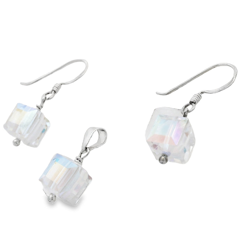 Juego De Plata Con Cristal Cubo