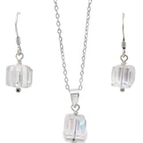 Juego De Plata Con Cristal Cubo