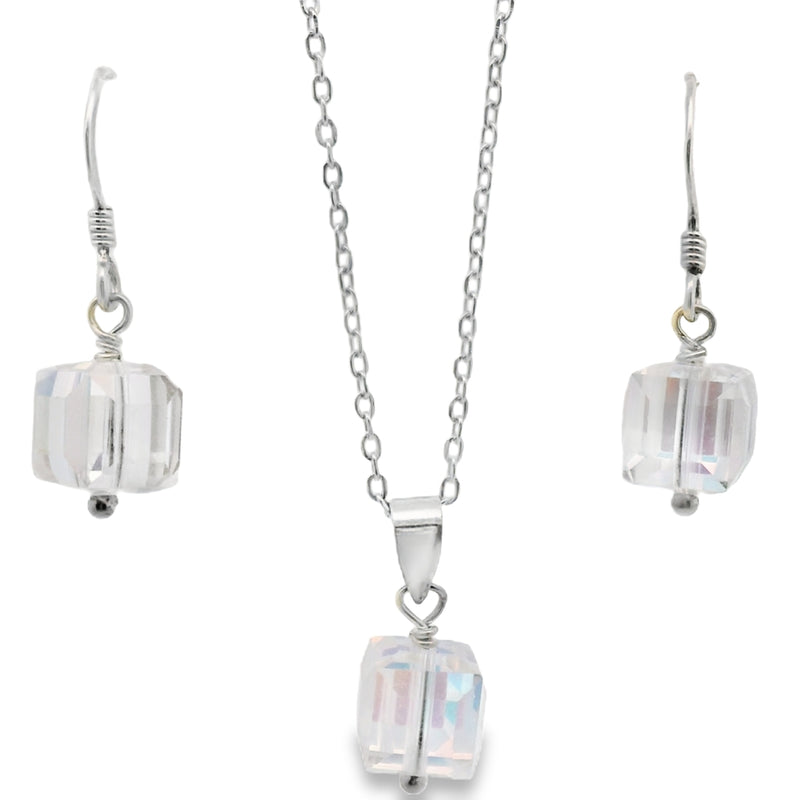 Juego De Plata Con Cristal Cubo