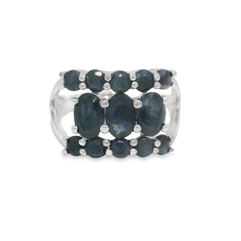 Anillo De Plata Con Piedras Preciosas #7 / Esmeralda