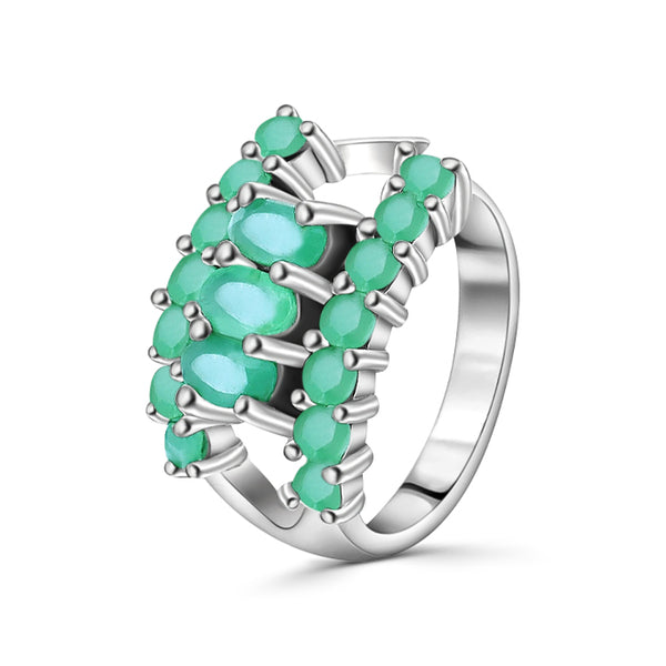 Anillo De Plata Con Piedras Preciosas #6 / Esmeralda