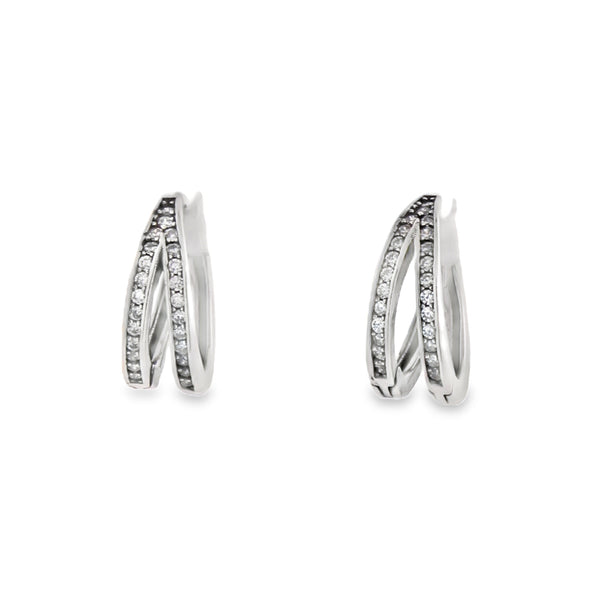 Arracada Doble Hilera de Circonia