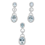 Juego Largo de Piedra Natural Con circonias Amatista