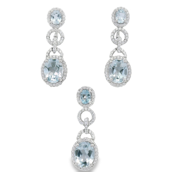 Juego Largo de Piedra Natural Con circonias Amatista