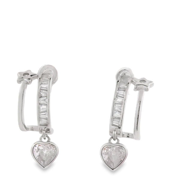 Arracada con Circonia y Corazon Colgante