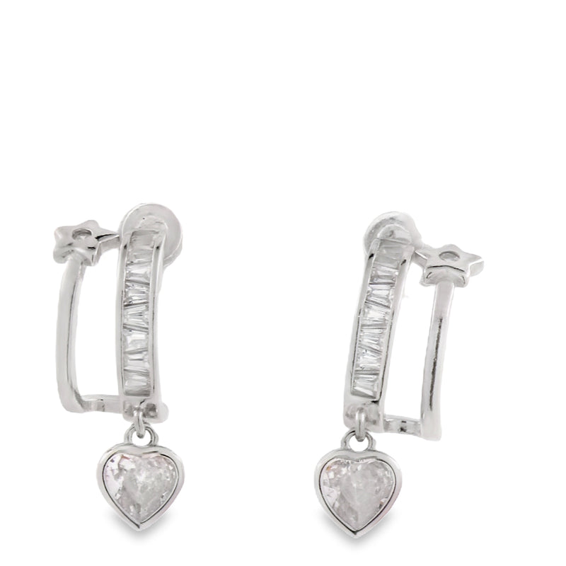 Arracada con Circonia y Corazon Colgante