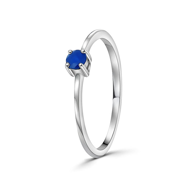 Anillo Solitario De Plata Con Piedras Preciosas #6 / Zafiro