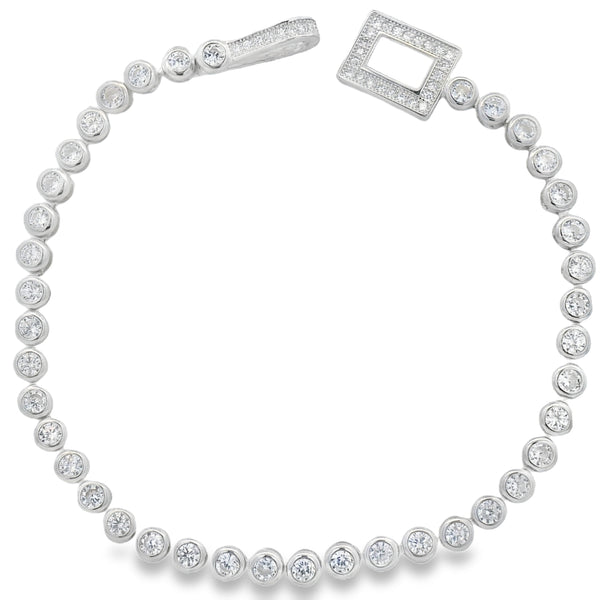 Pulsera de Tenis con Broche de Circonia Cuadrado