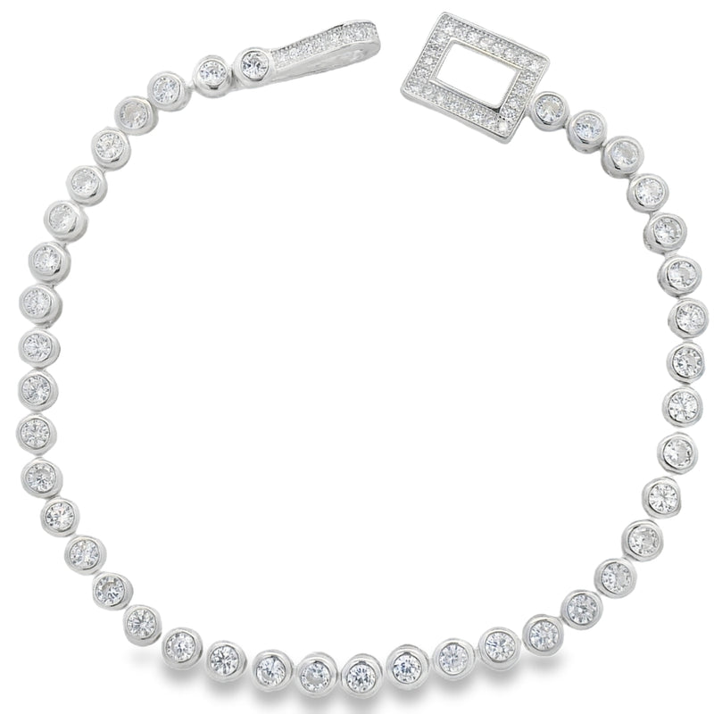 Pulsera de Tenis con Broche de Circonia Cuadrado