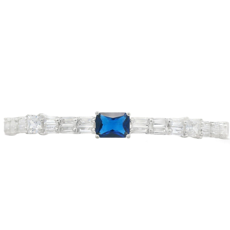 Brazalete de Circonias con Rectángulo de Color Azul