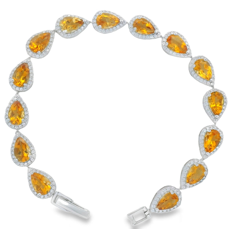 Pulsera de Piedra Natural de Gota con Circonias Amatista