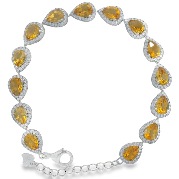 Pulsera de Piedra Natural de Gota con Circonias Amatista