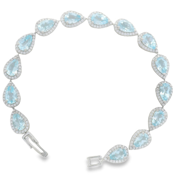 Pulsera de Piedra Natural de Gota con Circonias Amatista