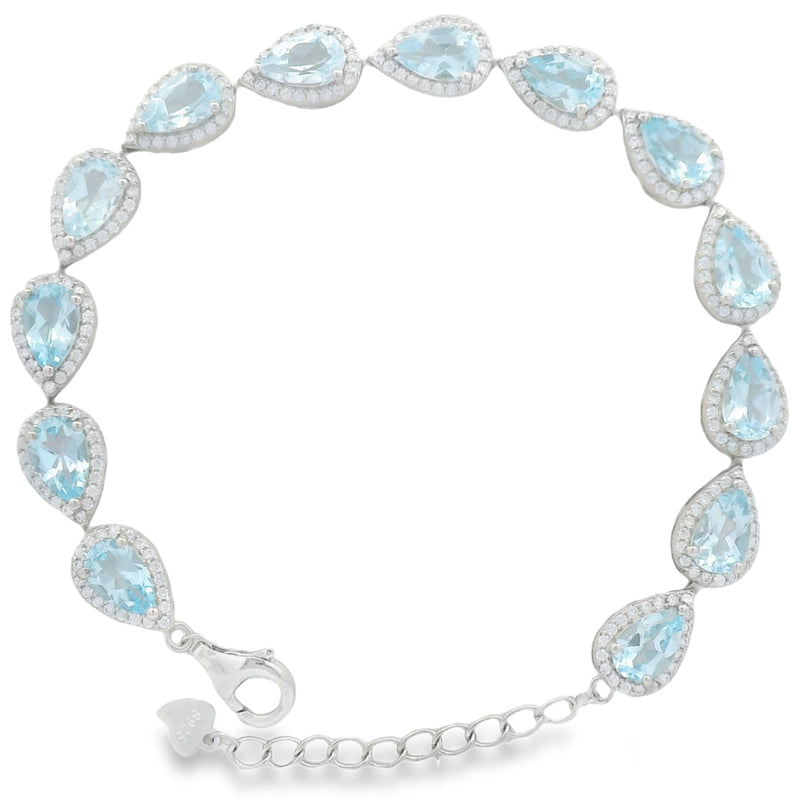 Pulsera de Piedra Natural de Gota con Circonias Amatista