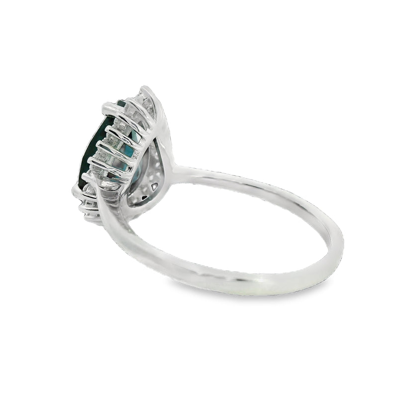 Anillo Piedra Natural Zafiro con Circonia Aguamarina / 8