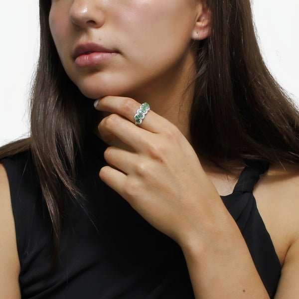 Anillo Gotas de Piedra Natural con Circonia