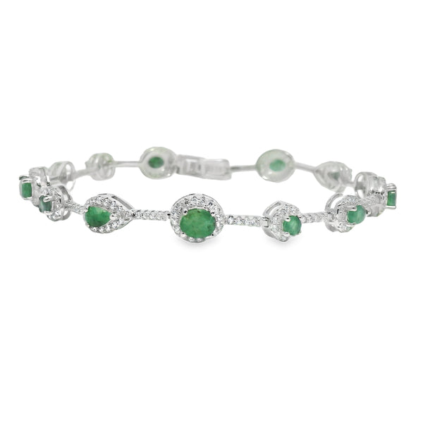 Pulsera Piedra Natural con Circonias de Broche Esmeralda