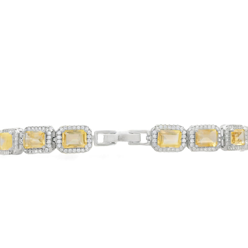 Pulsera de Piedra Natural Rectangular con Circonias Amatista