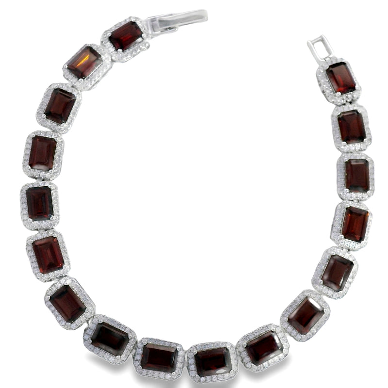 Pulsera de Piedra Natural Rectangular con Circonias Amatista