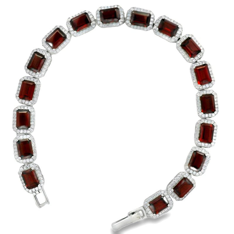 Pulsera de Piedra Natural Rectangular con Circonias Amatista